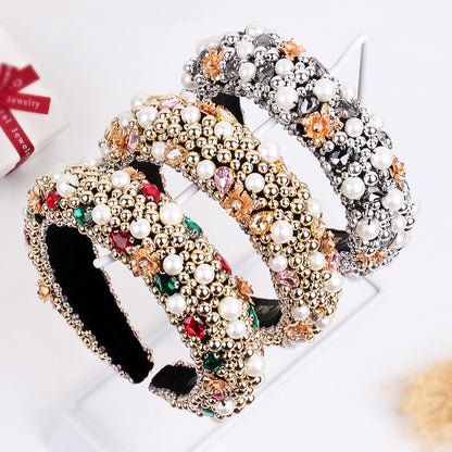 Beaded Hair Hoop Female Baroque Sponge Hair Hoop Hair Accessories New Headwear Head Hoop