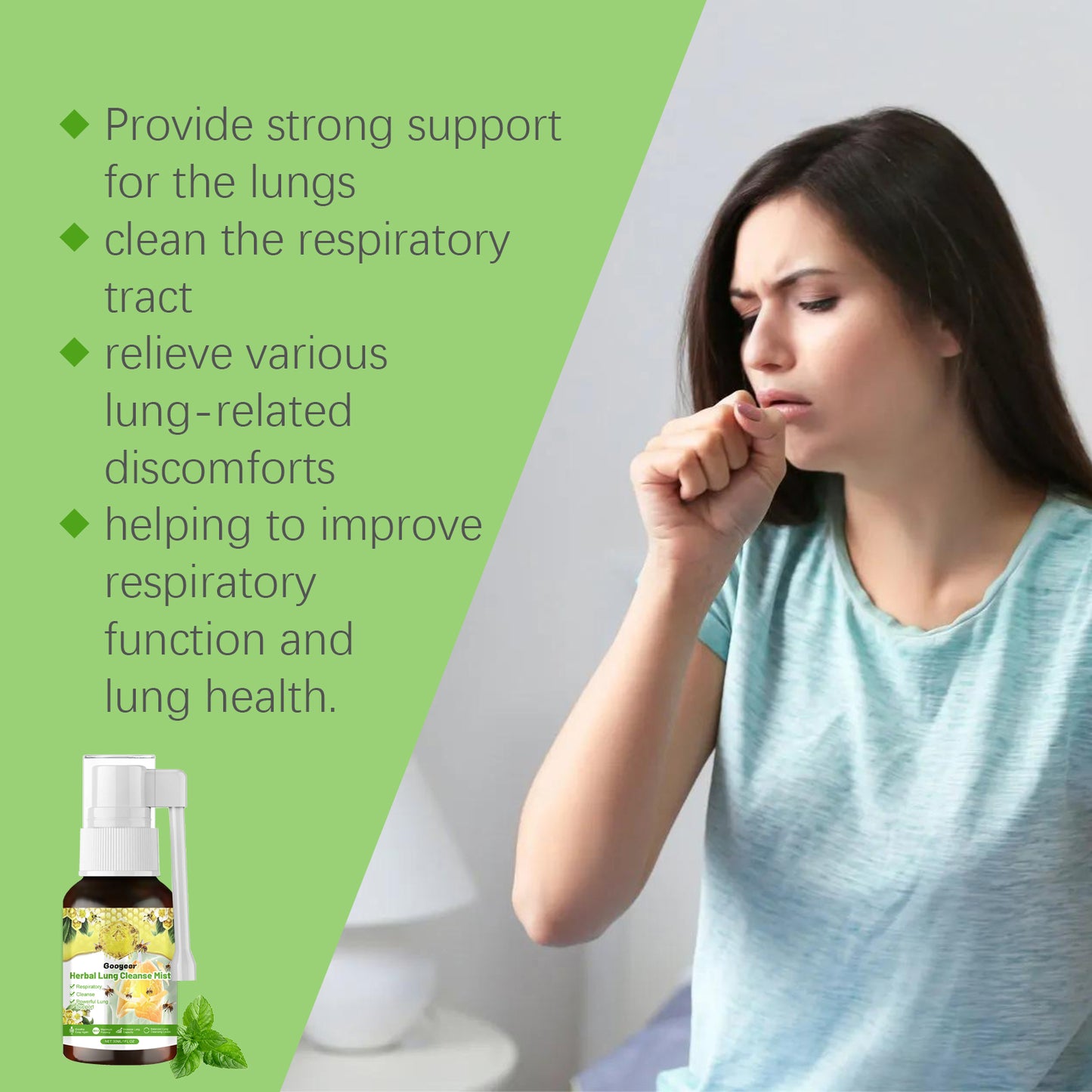 Herbal Lung Cleanse Mist, Herbal Lung-Clearing Pharyngonasal Spray Throat Refreshing Care Liquid Spray