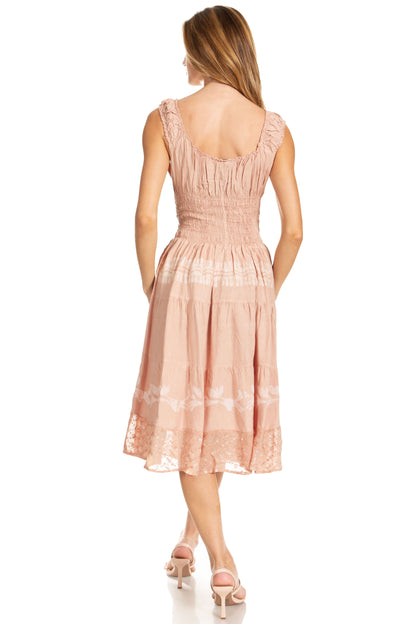 Women's Off The Shoulder Smock Ruffle Midi Dress