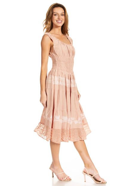 Women's Off The Shoulder Smock Ruffle Midi Dress