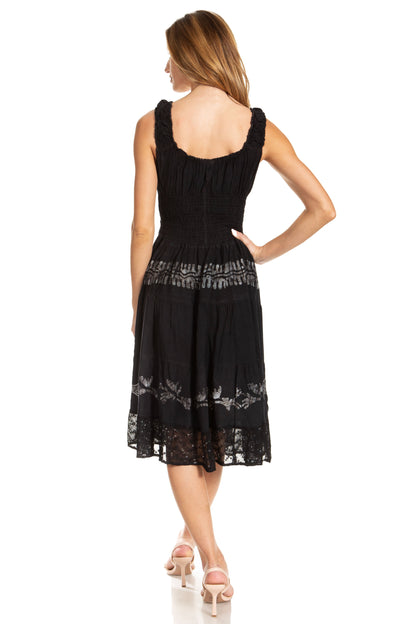 Women's Off The Shoulder Smock Ruffle Midi Dress