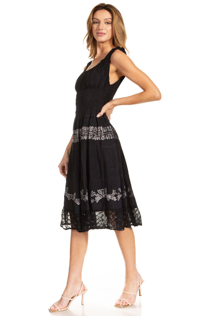 Women's Off The Shoulder Smock Ruffle Midi Dress