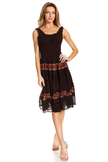 Women's Off The Shoulder Smock Ruffle Midi Dress