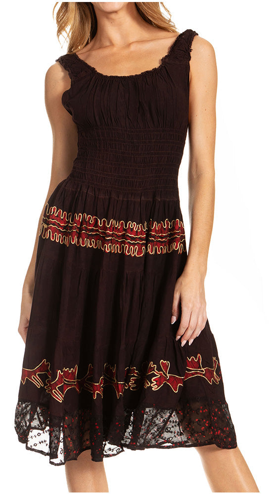 Women's Off The Shoulder Smock Ruffle Midi Dress