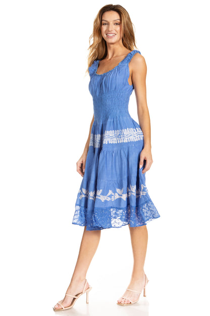 Women's Off The Shoulder Smock Ruffle Midi Dress