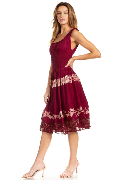 Women's Off The Shoulder Smock Ruffle Midi Dress