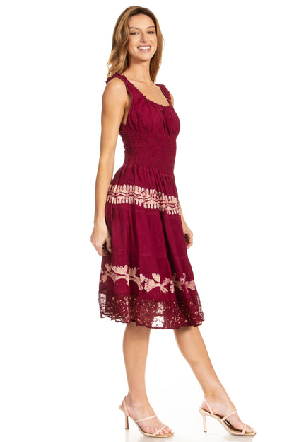 Women's Off The Shoulder Smock Ruffle Midi Dress