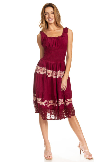 Women's Off The Shoulder Smock Ruffle Midi Dress