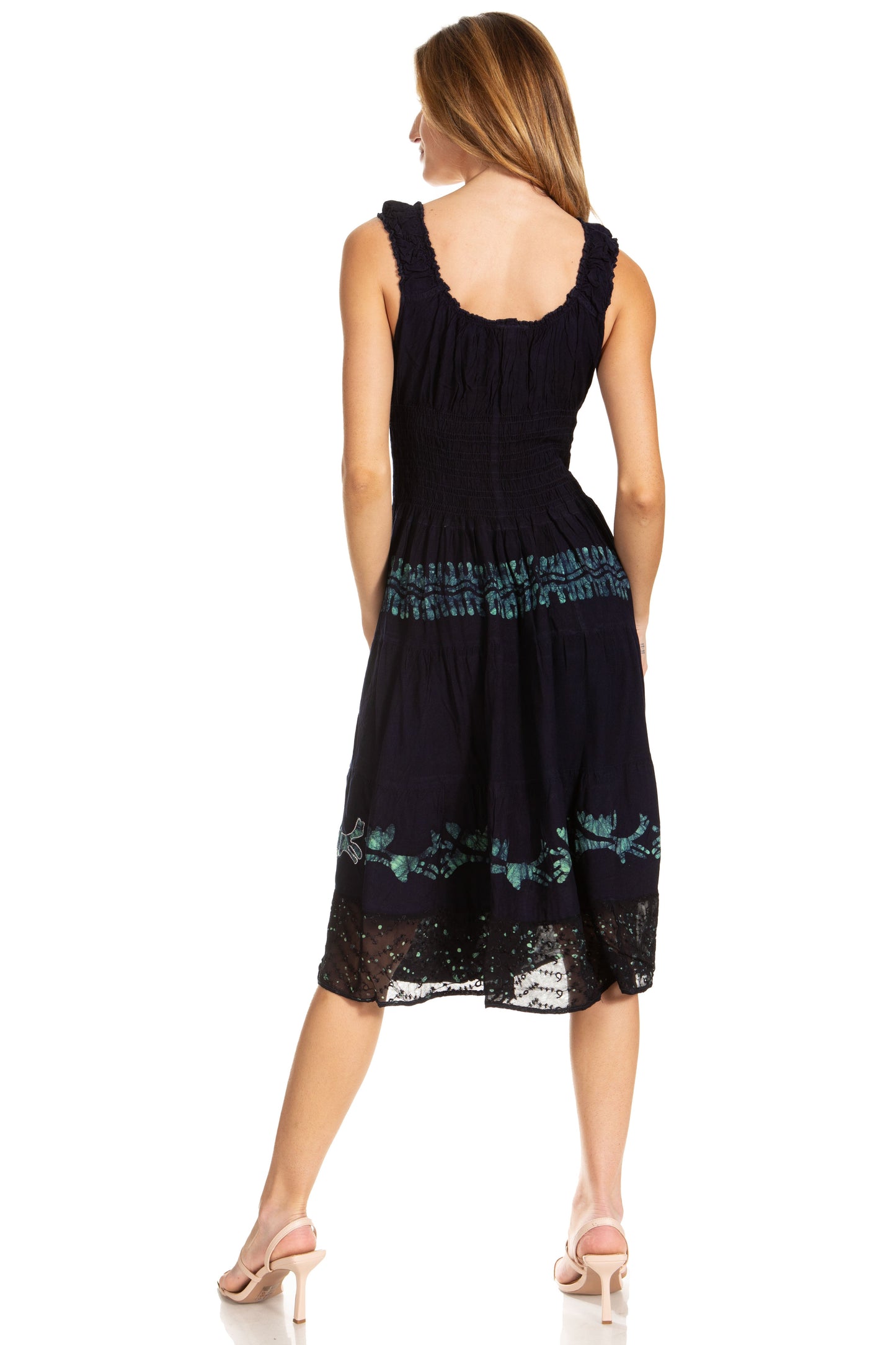 Women's Off The Shoulder Smock Ruffle Midi Dress