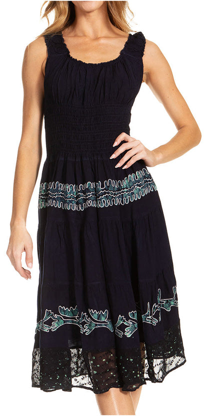 Women's Off The Shoulder Smock Ruffle Midi Dress