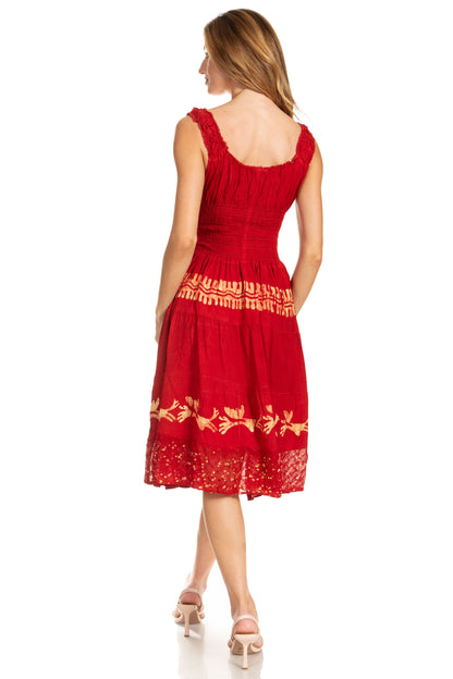Women's Off The Shoulder Smock Ruffle Midi Dress
