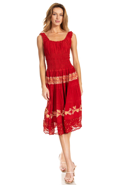 Women's Off The Shoulder Smock Ruffle Midi Dress