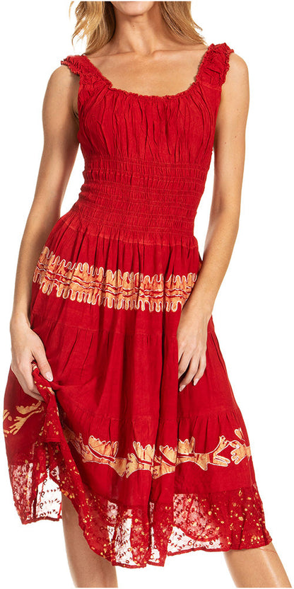 Women's Off The Shoulder Smock Ruffle Midi Dress