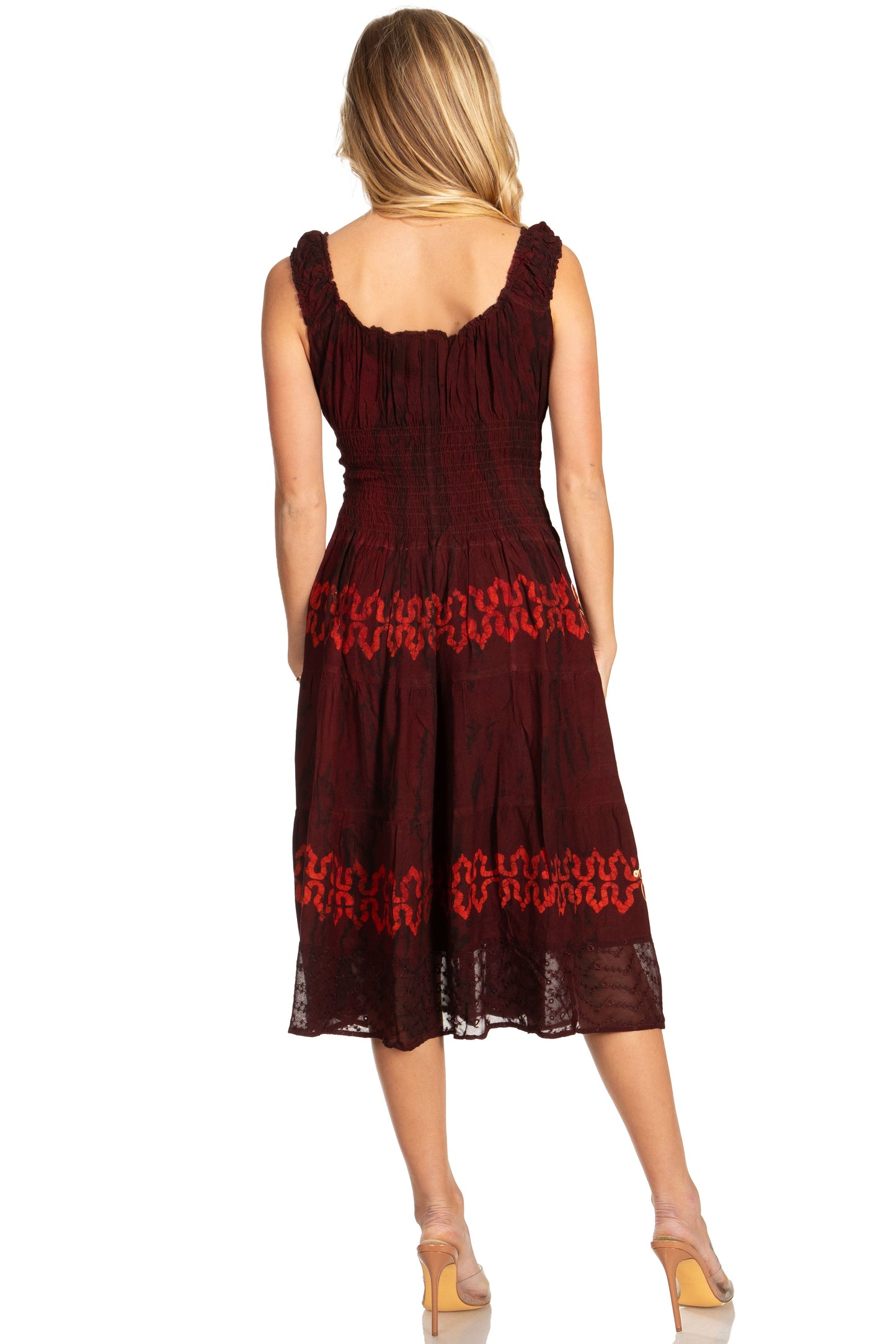 Women's Off The Shoulder Smock Ruffle Midi Dress