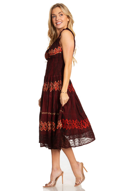 Women's Off The Shoulder Smock Ruffle Midi Dress