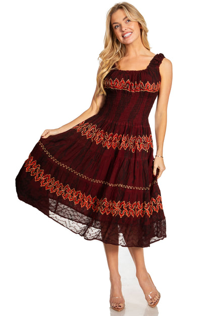 Women's Off The Shoulder Smock Ruffle Midi Dress
