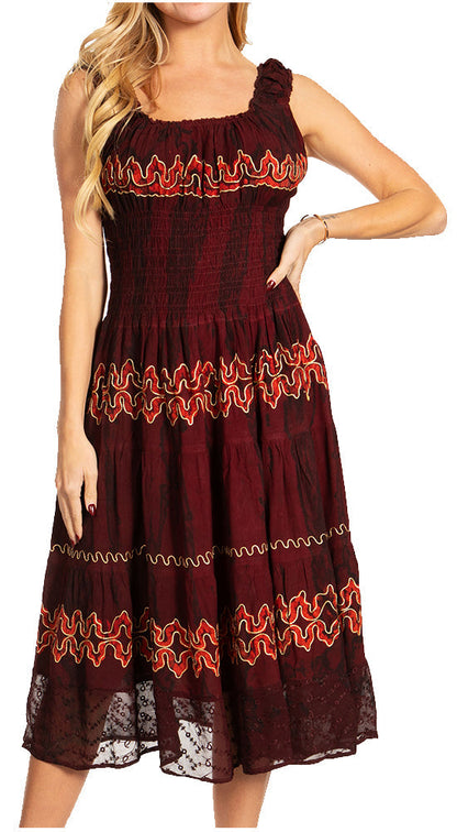 Women's Off The Shoulder Smock Ruffle Midi Dress