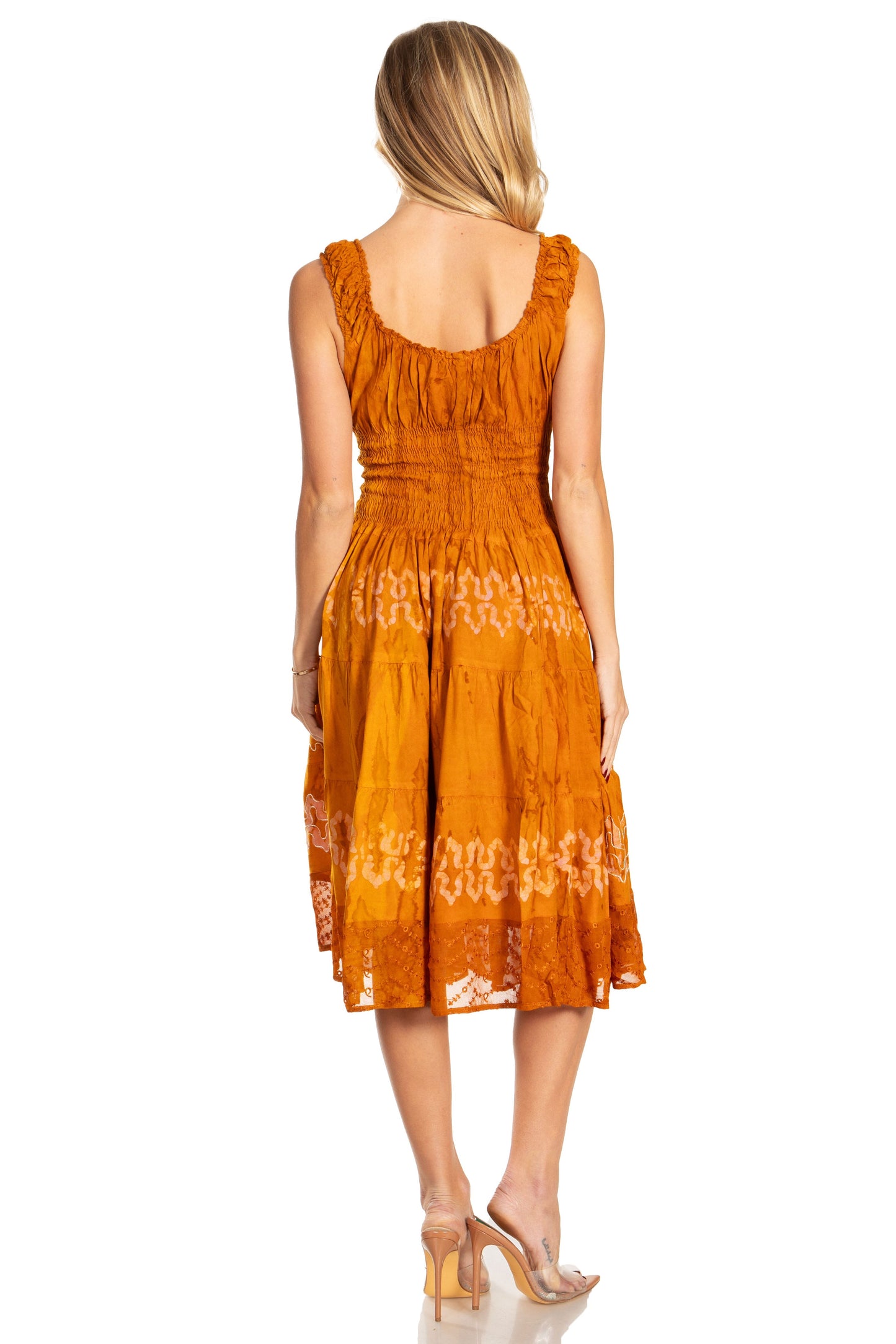 Women's Off The Shoulder Smock Ruffle Midi Dress