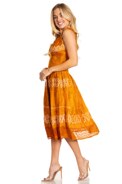Women's Off The Shoulder Smock Ruffle Midi Dress