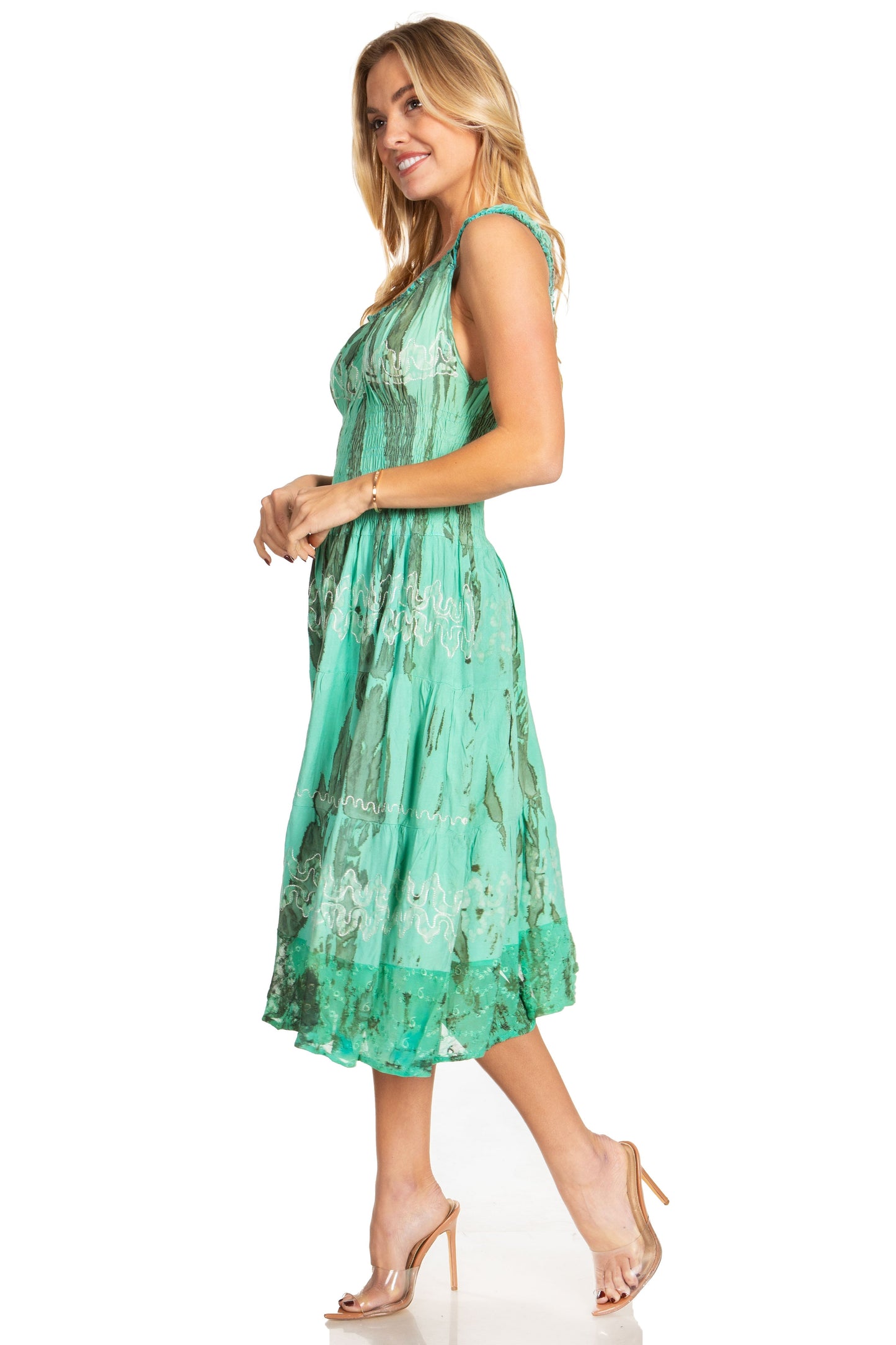 Women's Off The Shoulder Smock Ruffle Midi Dress