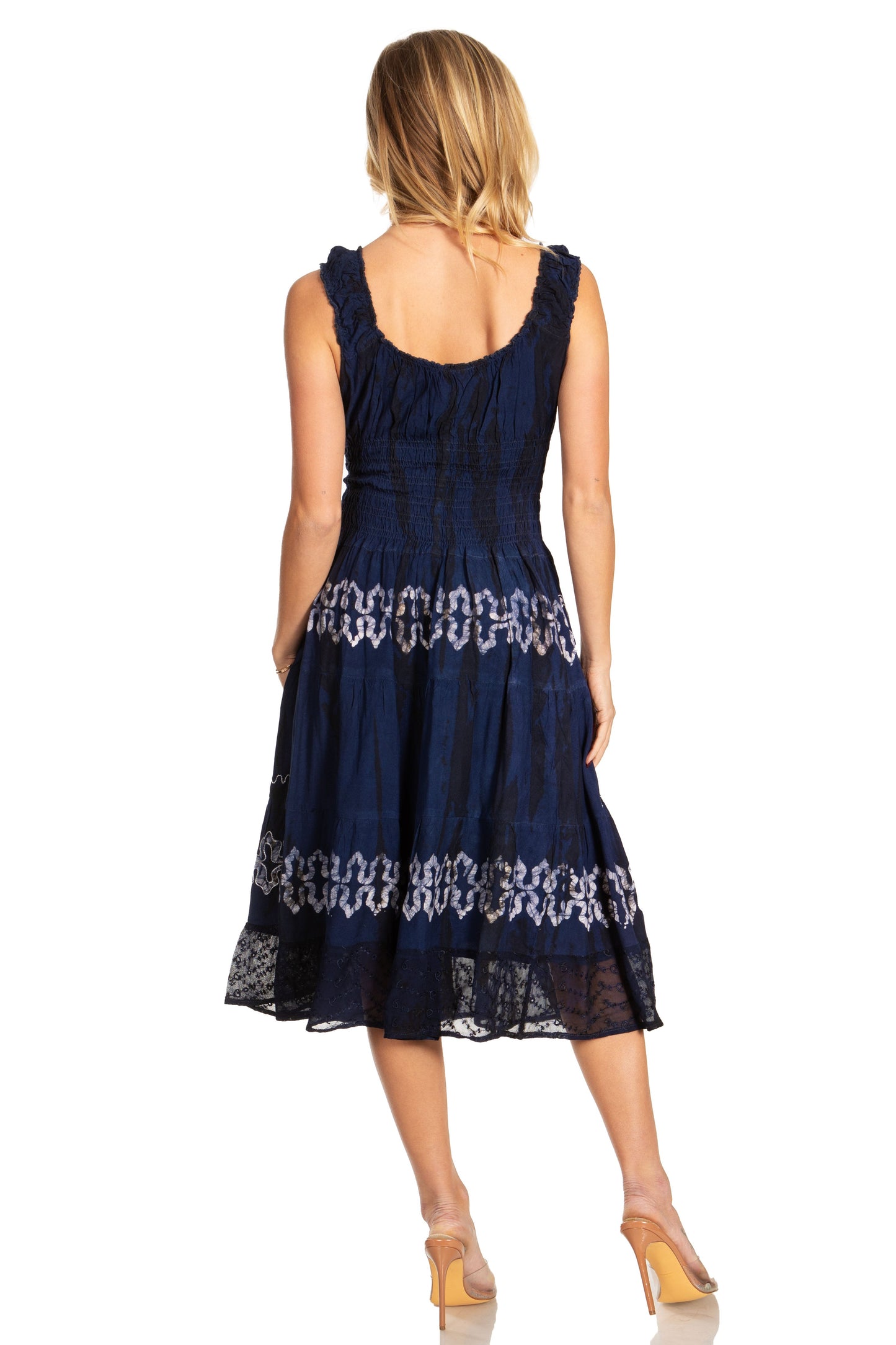 Women's Off The Shoulder Smock Ruffle Midi Dress
