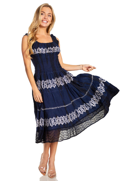 Women's Off The Shoulder Smock Ruffle Midi Dress