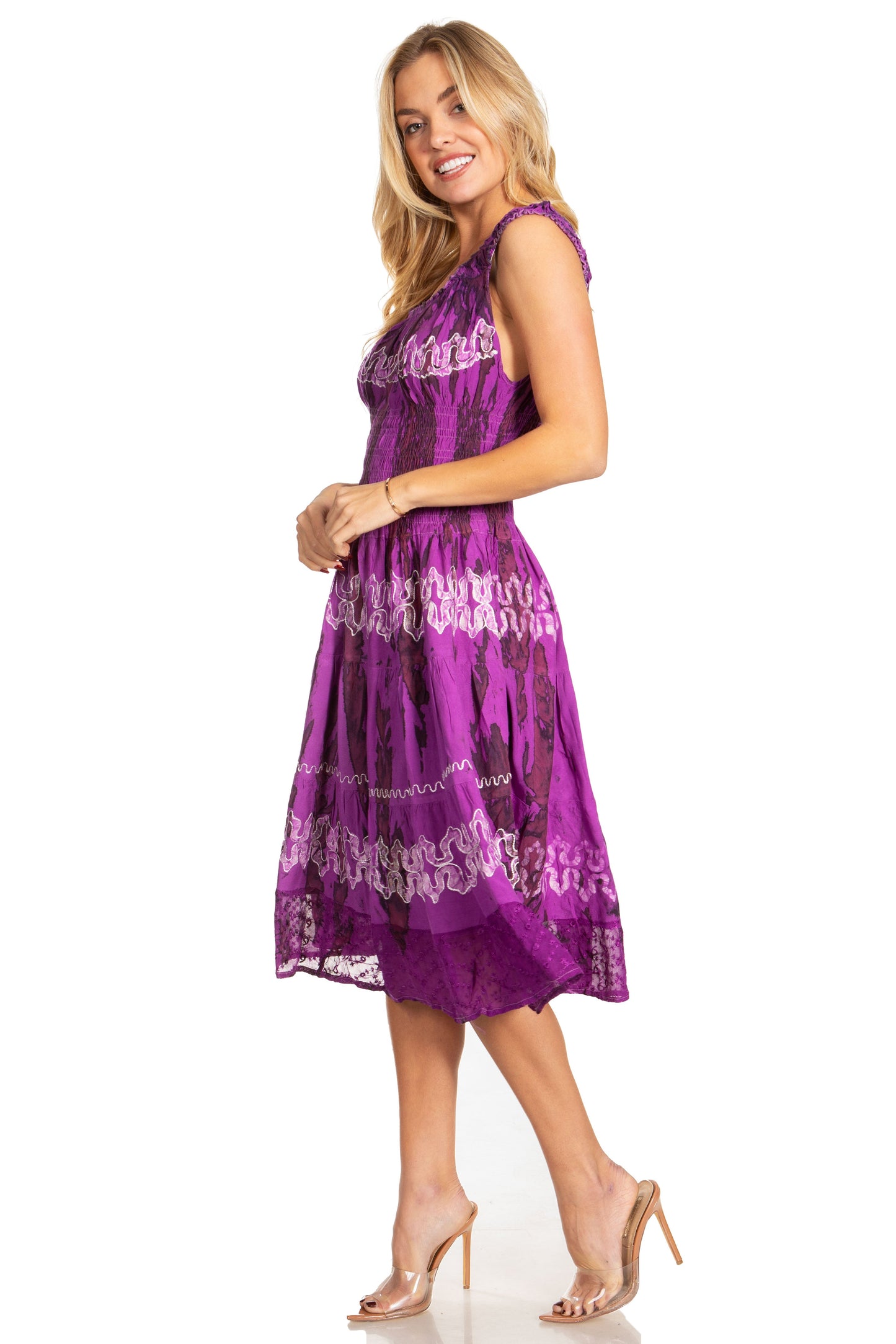 Women's Off The Shoulder Smock Ruffle Midi Dress