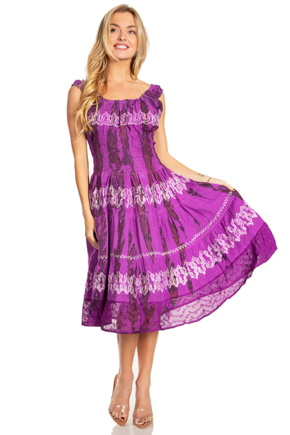 Women's Off The Shoulder Smock Ruffle Midi Dress
