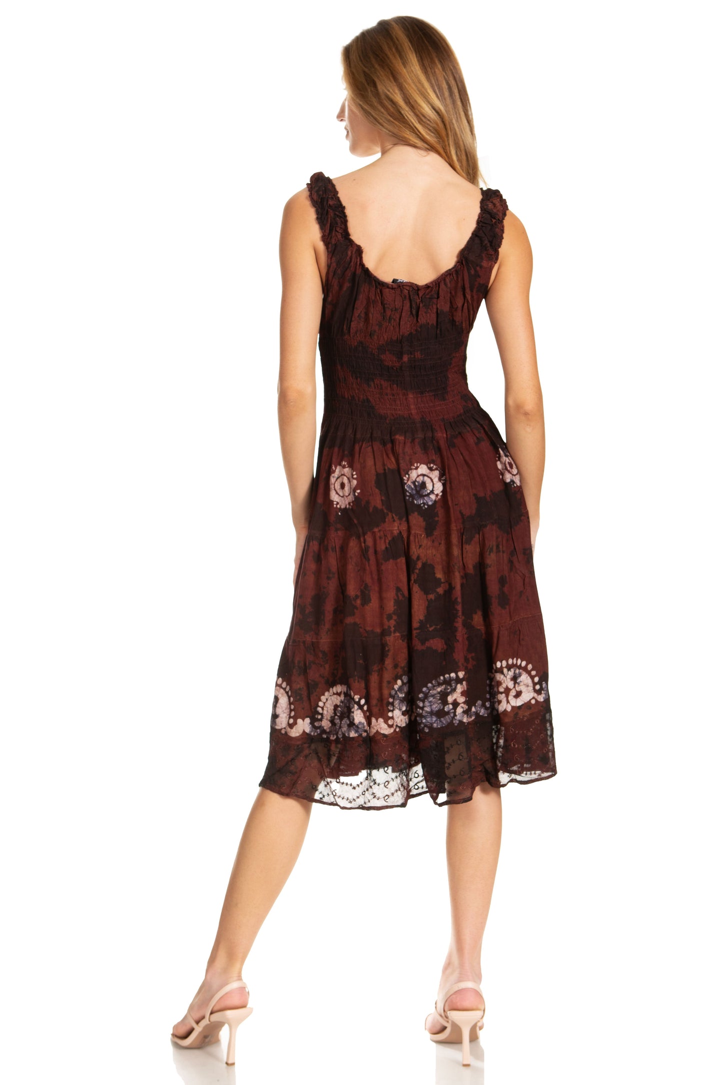 Women's Off The Shoulder Smock Ruffle Midi Dress