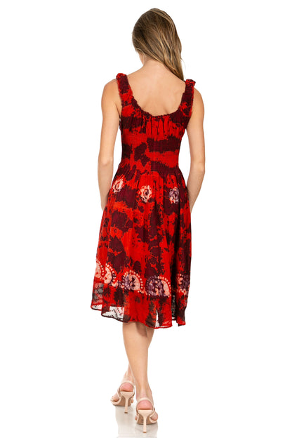 Women's Off The Shoulder Smock Ruffle Midi Dress