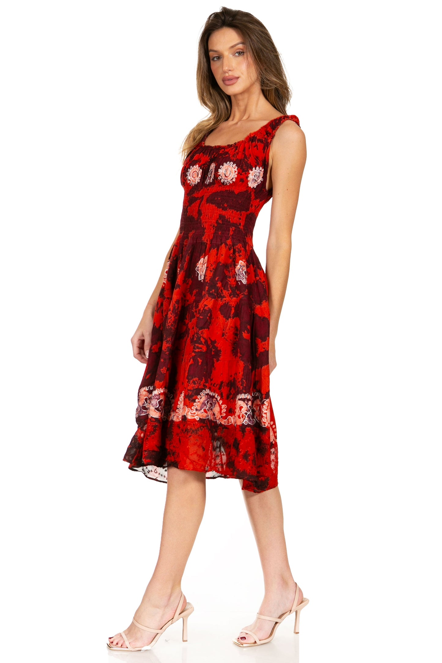 Women's Off The Shoulder Smock Ruffle Midi Dress