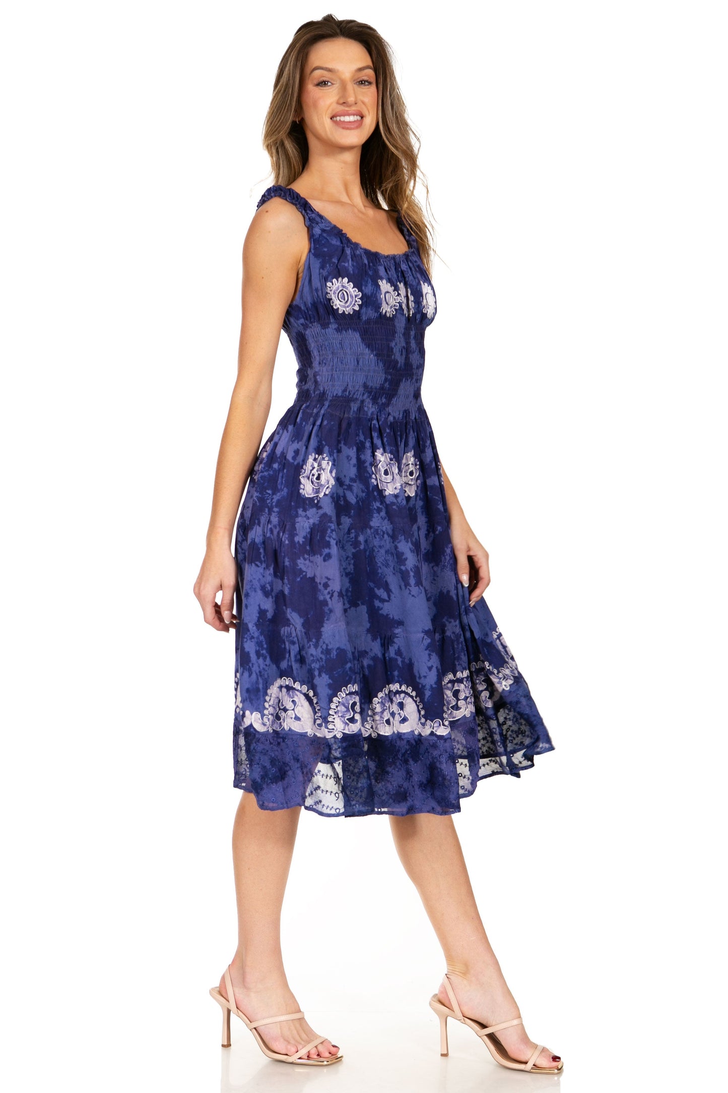 Women's Off The Shoulder Smock Ruffle Midi Dress