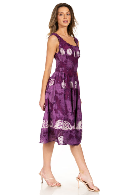 Women's Off The Shoulder Smock Ruffle Midi Dress