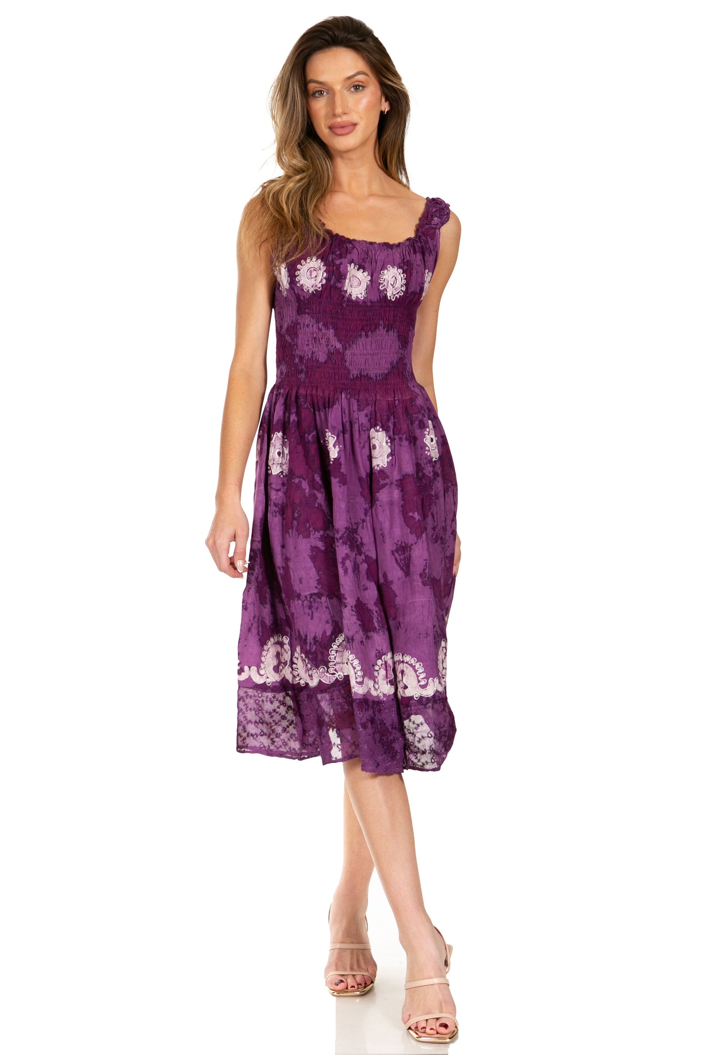 Women's Off The Shoulder Smock Ruffle Midi Dress