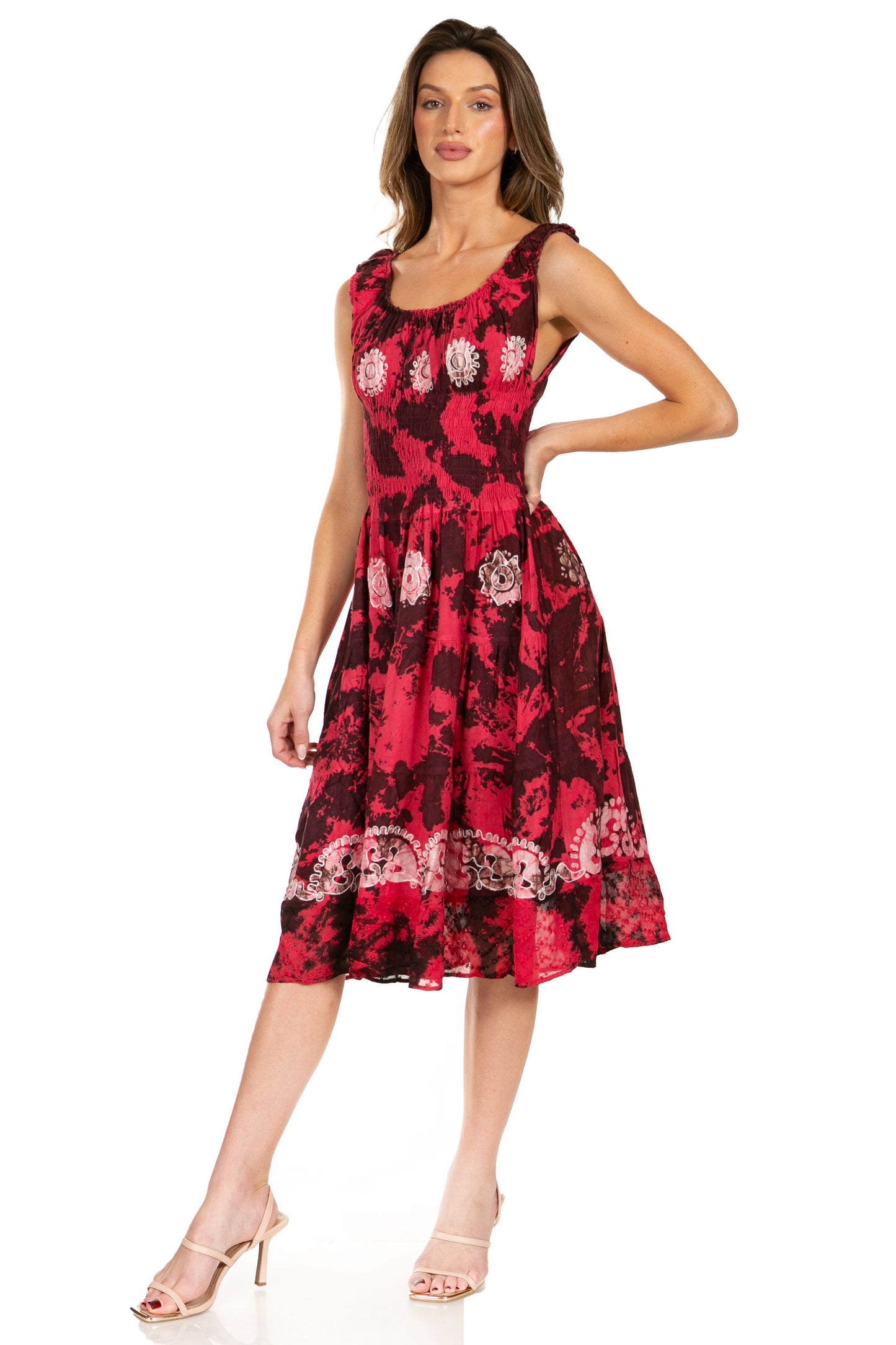Women's Off The Shoulder Smock Ruffle Midi Dress