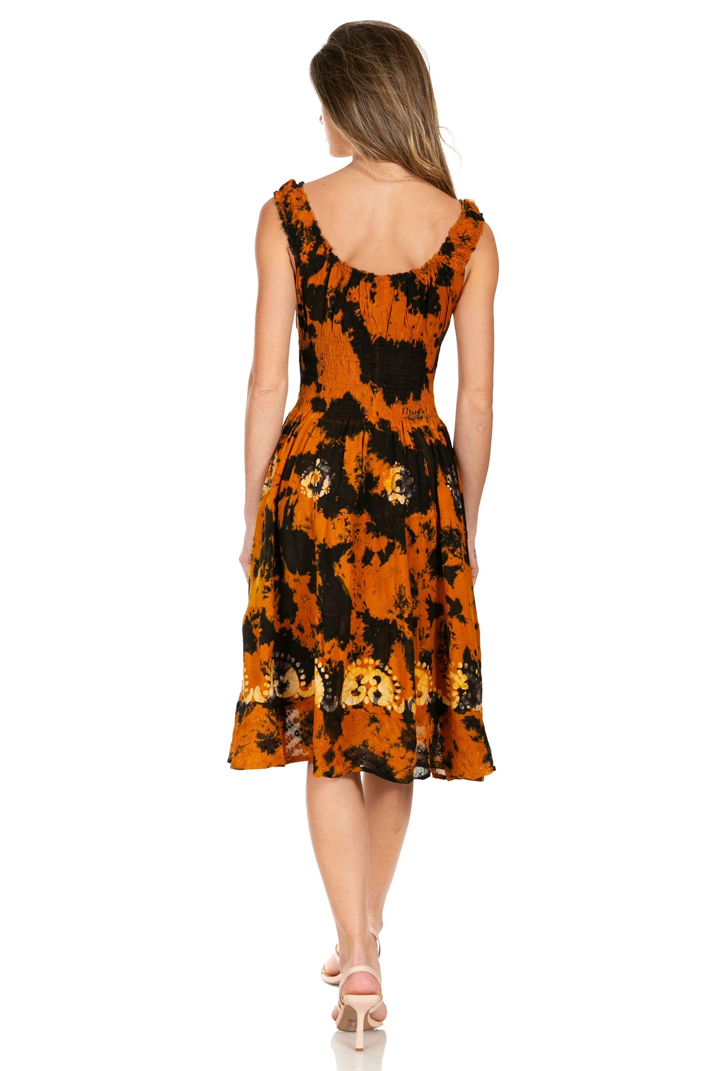 Women's Off The Shoulder Smock Ruffle Midi Dress