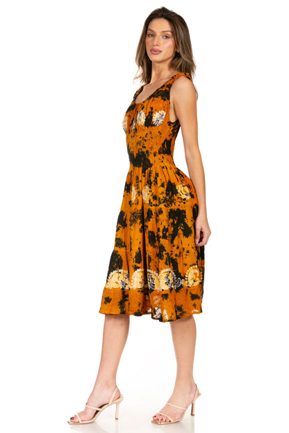 Women's Off The Shoulder Smock Ruffle Midi Dress