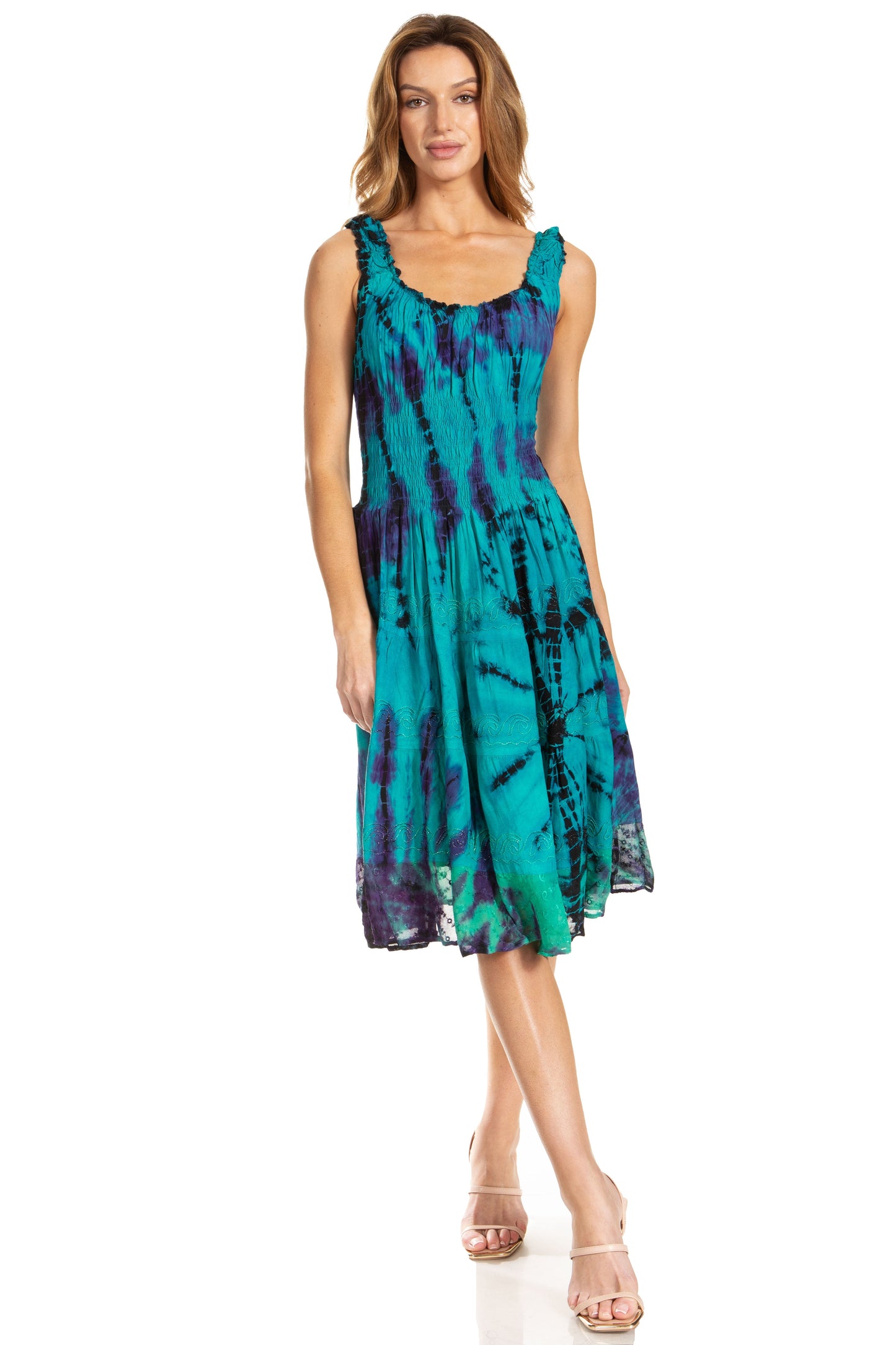 Women's Off The Shoulder Smock Ruffle Midi Dress