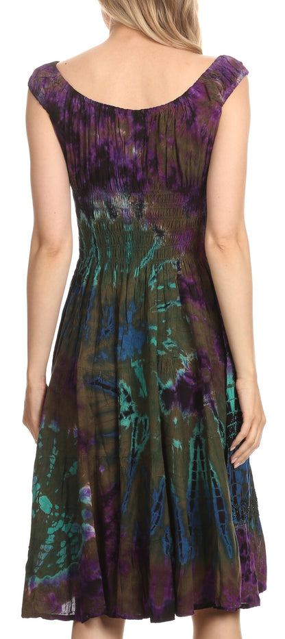 Women's Off The Shoulder Smock Ruffle Midi Dress