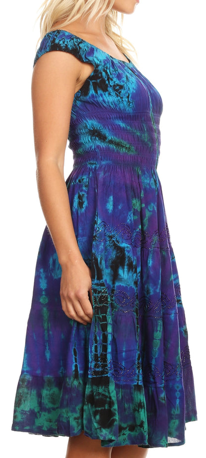 Women's Off The Shoulder Smock Ruffle Midi Dress