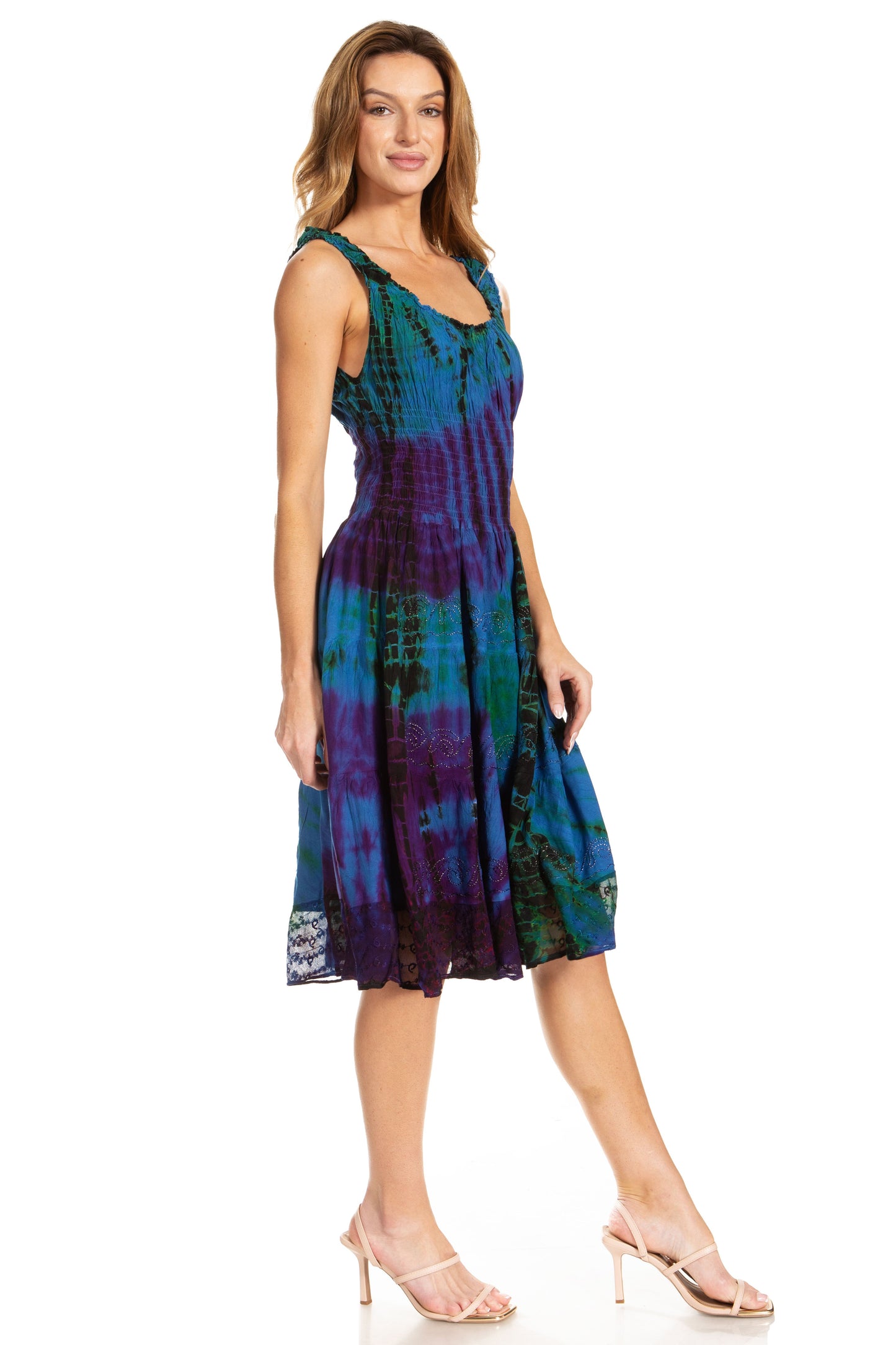Women's Off The Shoulder Smock Ruffle Midi Dress