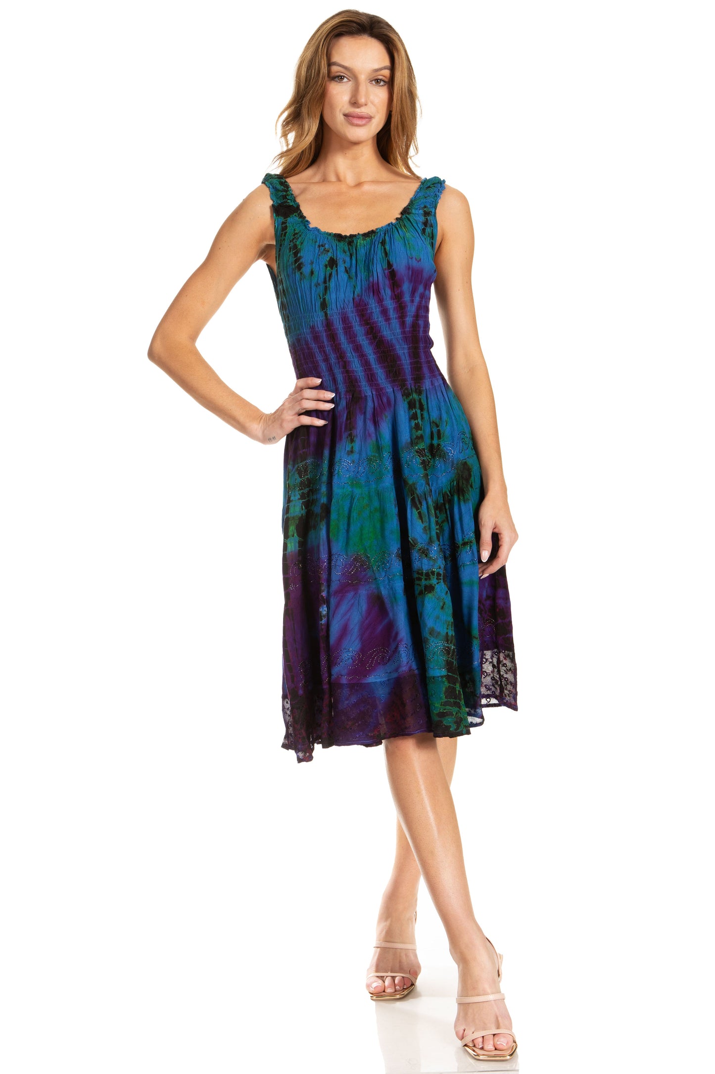 Women's Off The Shoulder Smock Ruffle Midi Dress