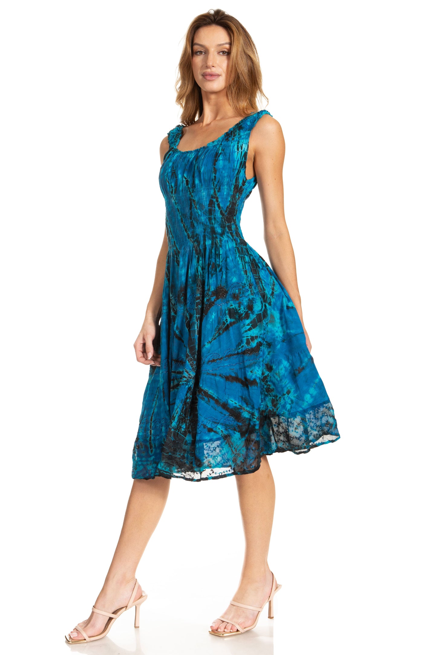 Women's Off The Shoulder Smock Ruffle Midi Dress