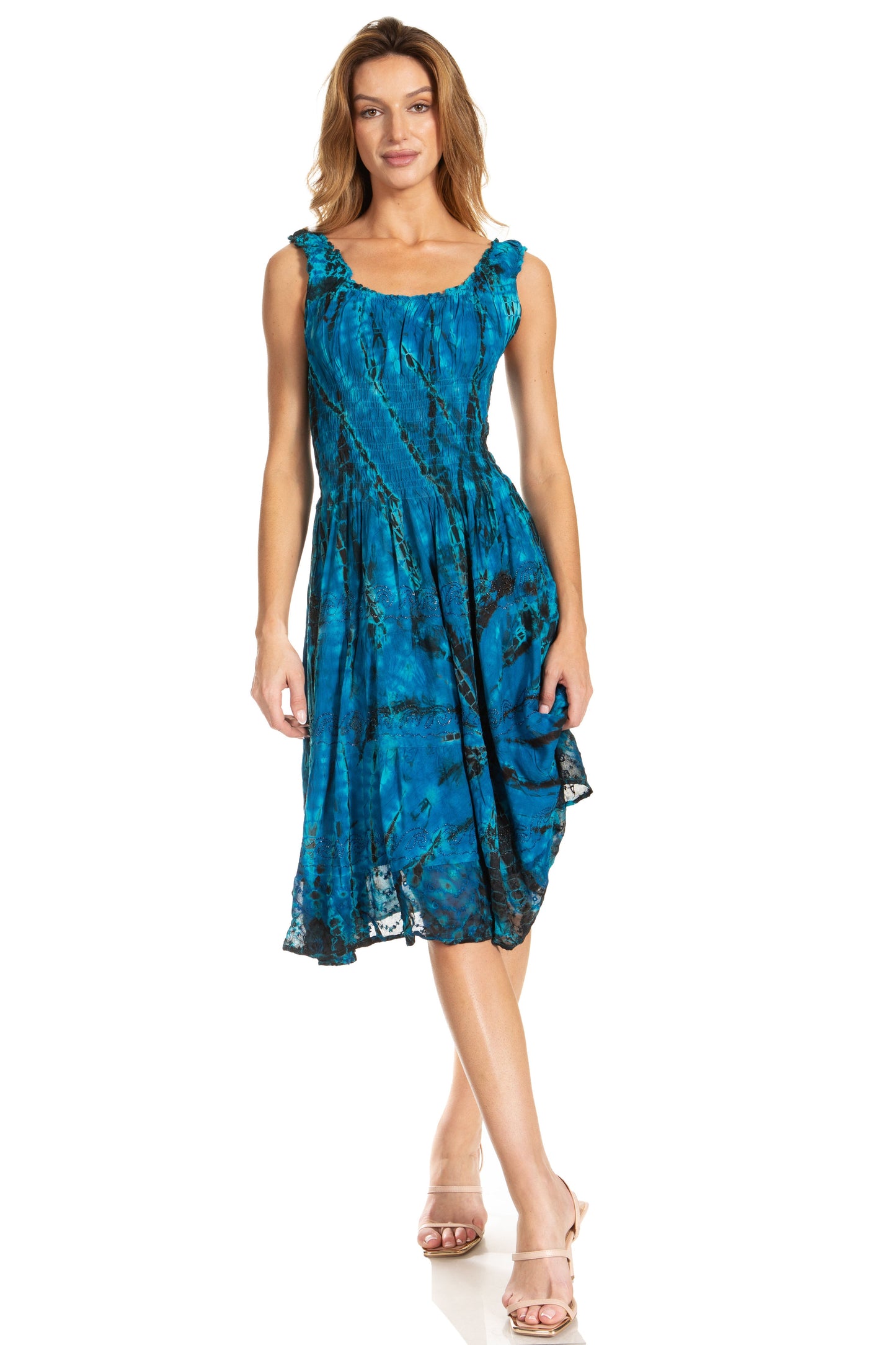 Women's Off The Shoulder Smock Ruffle Midi Dress