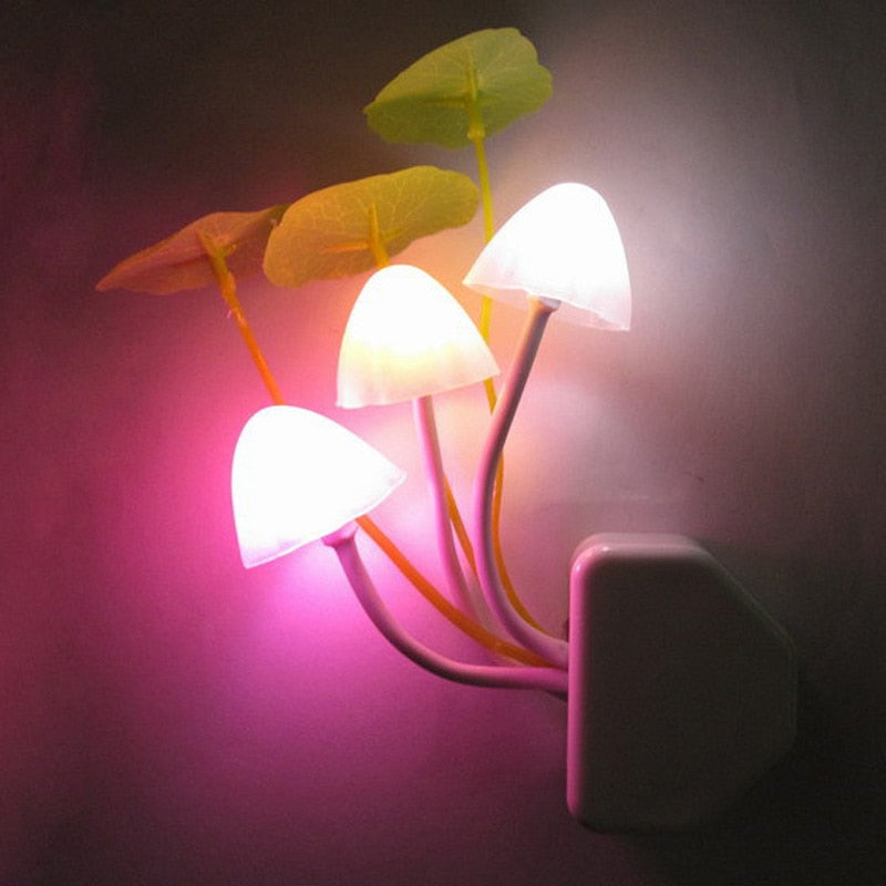 Mushroom Lamp Fungus Night Light EU & US Plug Light Sensor AC110V 220V 3 LED Colorful Mushroom Lamp Led Night