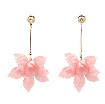 Fashion Jewelry Resin Plant Flowers Drop Earrings for Womens Glod Alloy Long Tassel Earring Brincos Trendy Accessories