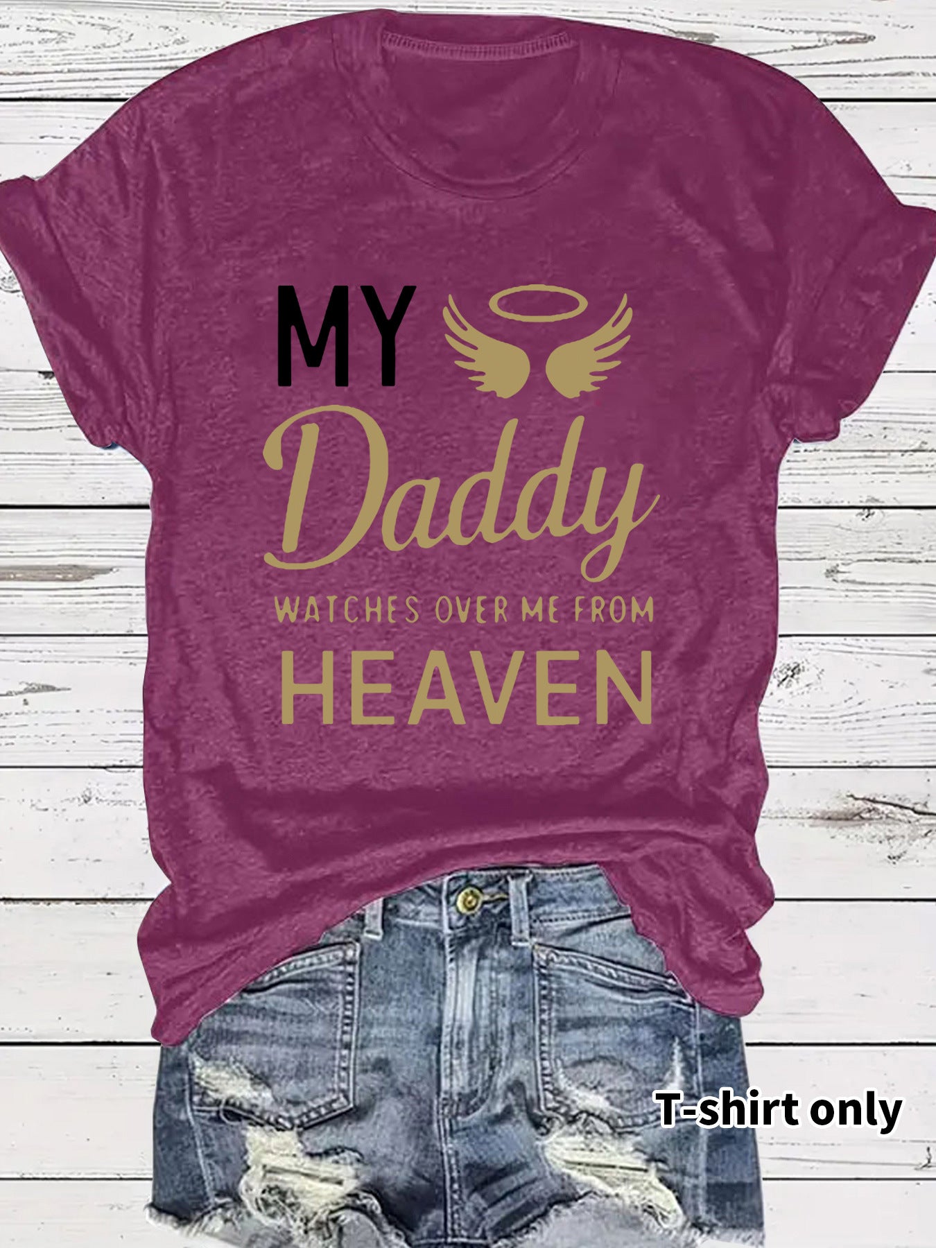 Round neck short sleeved t-shirt with Daddy lettering print