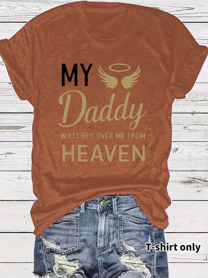Round neck short sleeved t-shirt with Daddy lettering print