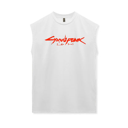 Cotton Dry-Fit Gym Fitness Sleeveless T-Shirt with Print DesignMen's Tank Top for Gaming Accessories