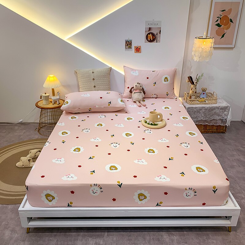 Cotton Elastic Bed Sheet Geometric Printed Fitted Sheet Elastic Bed Linen Mattress Cover Queen King Size bedding set Bedspread